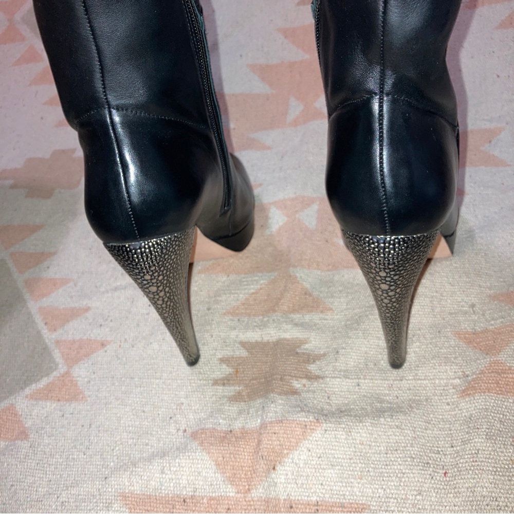 Herve Leger Thigh High Platform Heel Siren Boots Women’s 10 Black Leather New - Picture 11 of 13